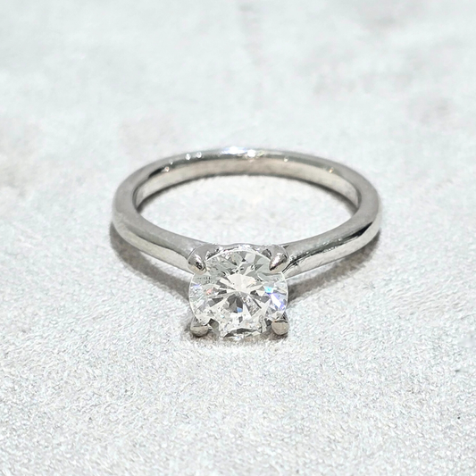 1.25ct Round Natural Diamond Solitaire Engagement Ring Platinum 950 WGI Certified