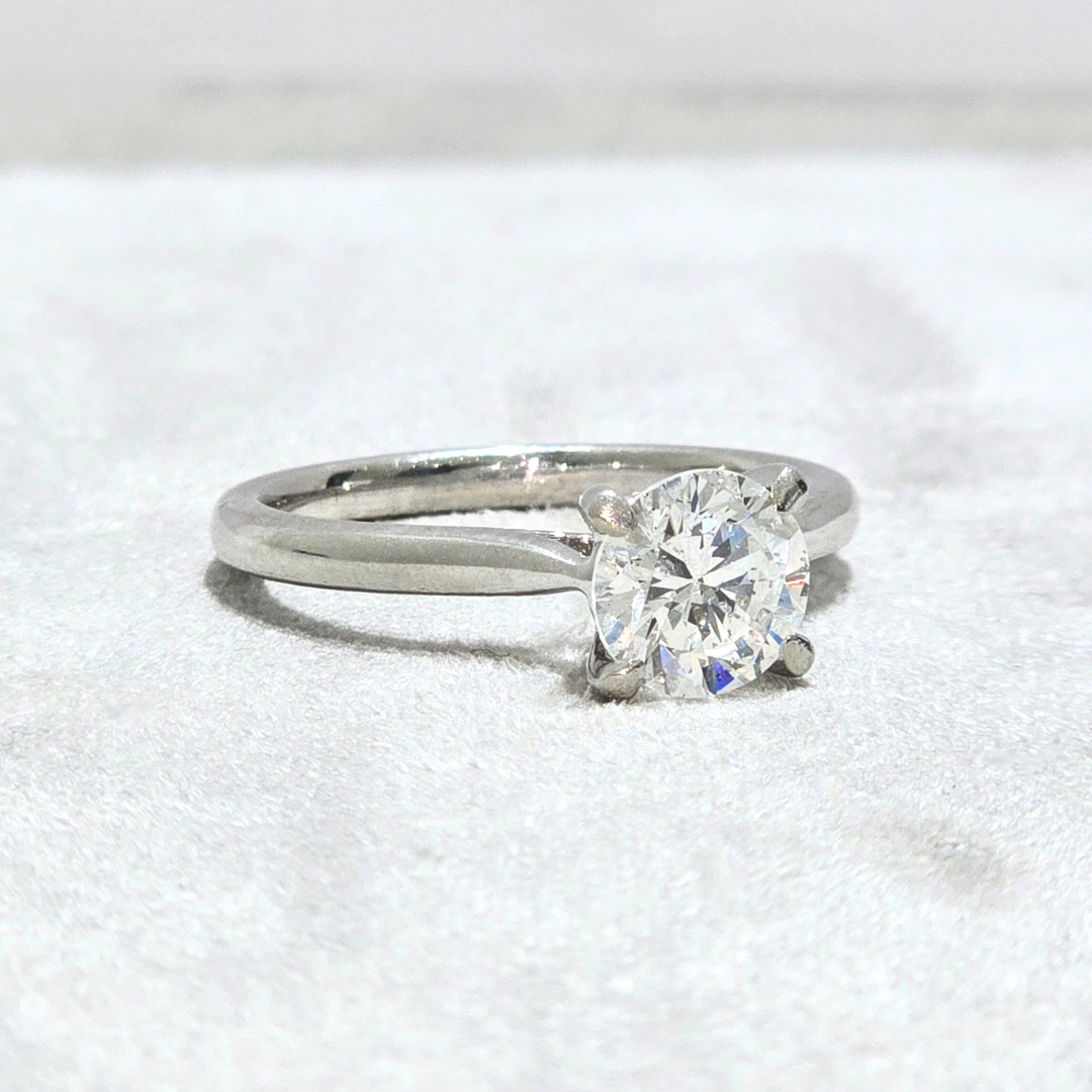 1.25ct Round Natural Diamond Solitaire Engagement Ring Platinum 950 WGI Certified