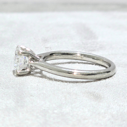 1.25ct Round Natural Diamond Solitaire Engagement Ring Platinum 950 WGI Certified