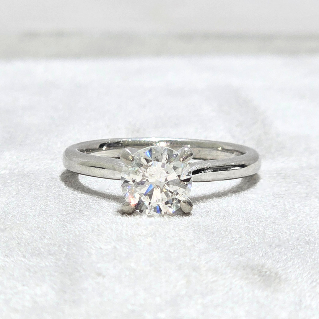 1.25ct Round Natural Diamond Solitaire Engagement Ring Platinum 950 WGI Certified