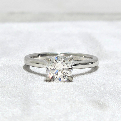 1.25ct Round Natural Diamond Solitaire Engagement Ring Platinum 950 WGI Certified