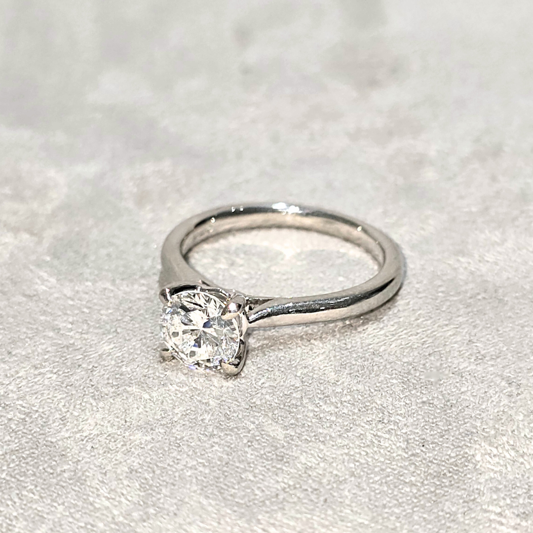 1.25ct Round Natural Diamond Solitaire Engagement Ring Platinum 950 WGI Certified