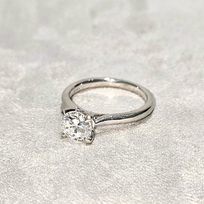1.25ct Round Natural Diamond Solitaire Engagement Ring Platinum 950 WGI Certified