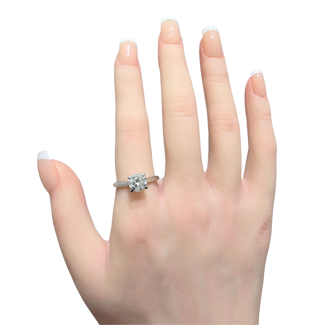 1.25ct Round Natural Diamond Solitaire Engagement Ring Platinum 950 WGI Certified