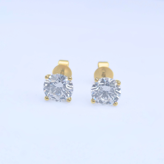2ct Lab Grown Diamond Solitaire Stud Earrings – IGI Certified | 14K Yellow Gold