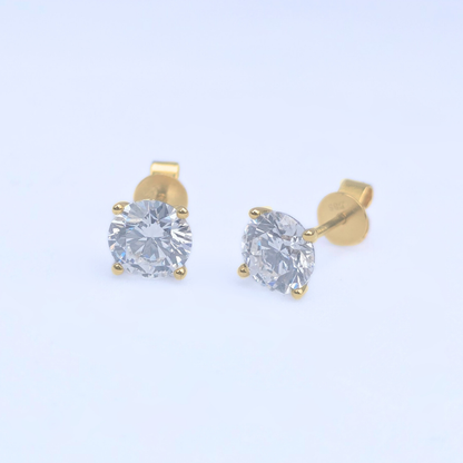 2ct Lab Grown Diamond Solitaire Stud Earrings – IGI Certified | 14K Yellow Gold