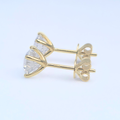 2ct Lab Grown Diamond Solitaire Stud Earrings – IGI Certified | 14K Yellow Gold