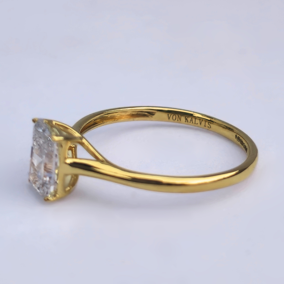 1.08ct Radiant Cut Lab-Grown Diamond Solitaire Ring – VS1 E Colour | 14ct Yellow Gold | IGI Certified