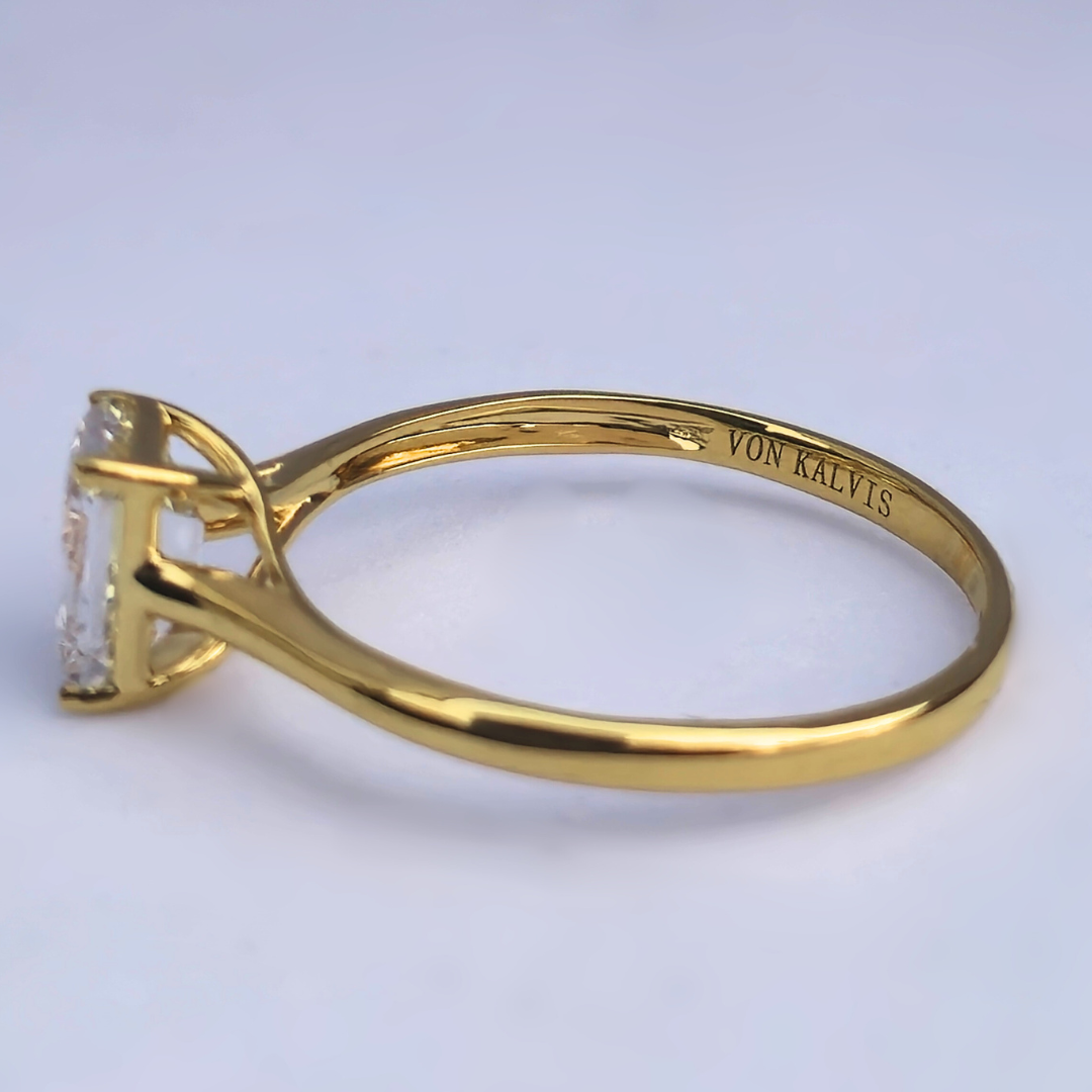 1ct Emerald Cut Lab-Grown Diamond Solitaire Ring – VS1 D Colour | 14ct Yellow Gold | IGI Certified