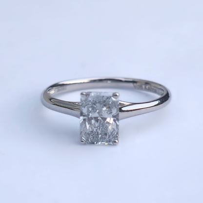 1.07ct Radiant Cut Lab-Grown Diamond Solitaire Ring – VS1 E Colour | 14ct White Gold | IGI Certified