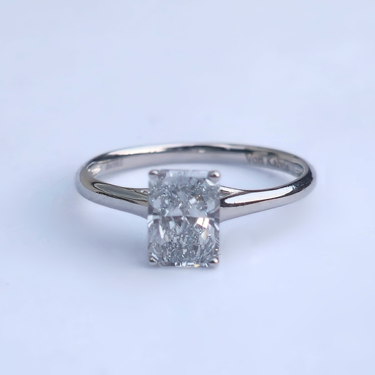 1.07ct Radiant Cut Lab-Grown Diamond Solitaire Ring – VS1 E Colour | 14ct White Gold | IGI Certified