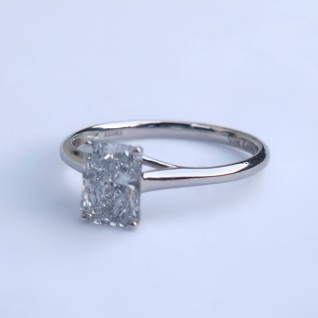 1.07ct Radiant Cut Lab-Grown Diamond Solitaire Ring – VS1 E Colour | 14ct White Gold | IGI Certified