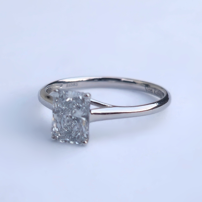 1.07ct Radiant Cut Lab-Grown Diamond Solitaire Ring – VS1 E Colour | 14ct White Gold | IGI Certified