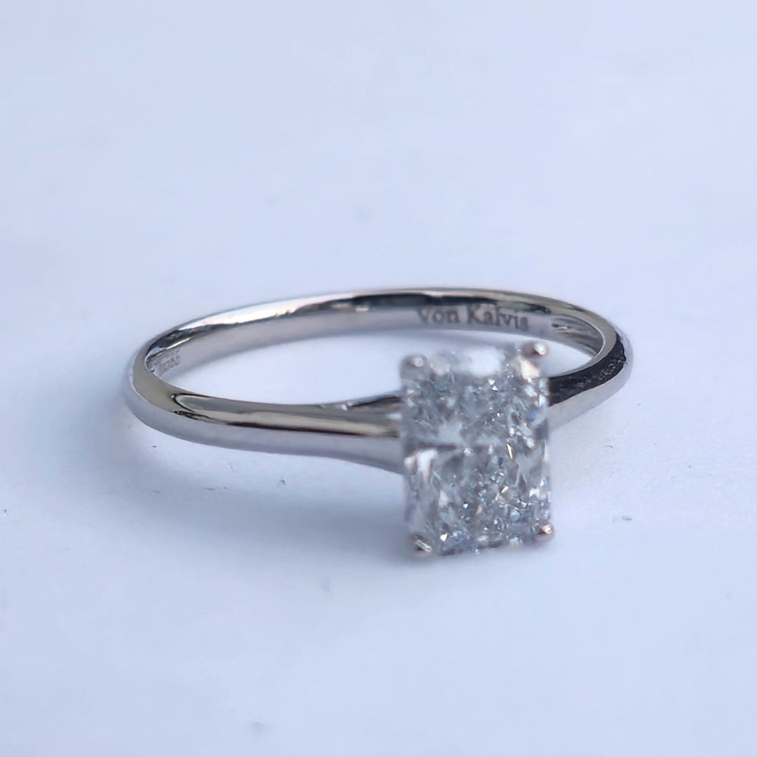 1.07ct Radiant Cut Lab-Grown Diamond Solitaire Ring – VS1 E Colour | 14ct White Gold | IGI Certified