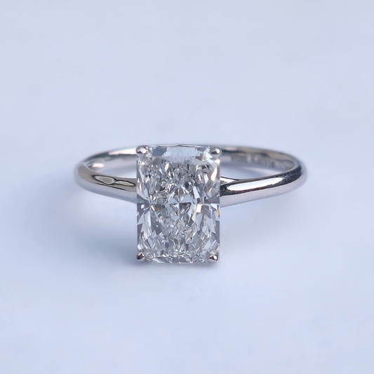 2.02ct Radiant Cut Lab-Grown Diamond Solitaire Ring – VS1 E Colour | 14ct White Gold | IGI Certified