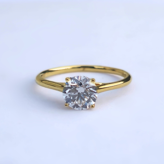 1.02ct Round Cut Lab-Grown Diamond Solitaire Ring – VS1 D Colour | 14ct Yellow Gold | IGI Certified
