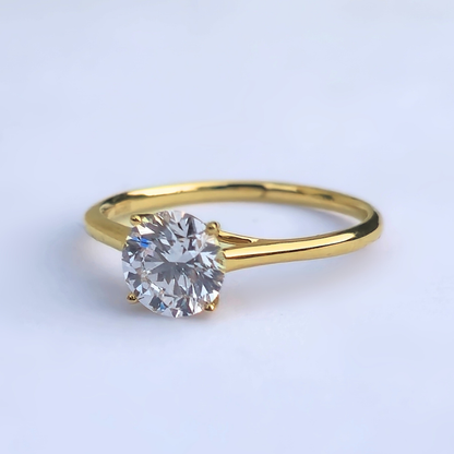 1.02ct Round Cut Lab-Grown Diamond Solitaire Ring – VS1 D Colour | 14ct Yellow Gold | IGI Certified
