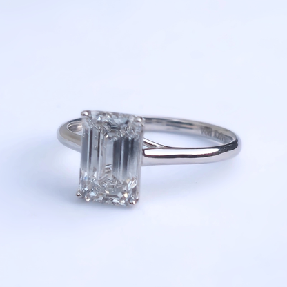 2.01ct Emerald Cut Lab-Grown Diamond Solitaire Ring – VS1 F Colour | 14ct White Gold | IGI Certified