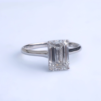 2.01ct Emerald Cut Lab-Grown Diamond Solitaire Ring – VS1 F Colour | 14ct White Gold | IGI Certified