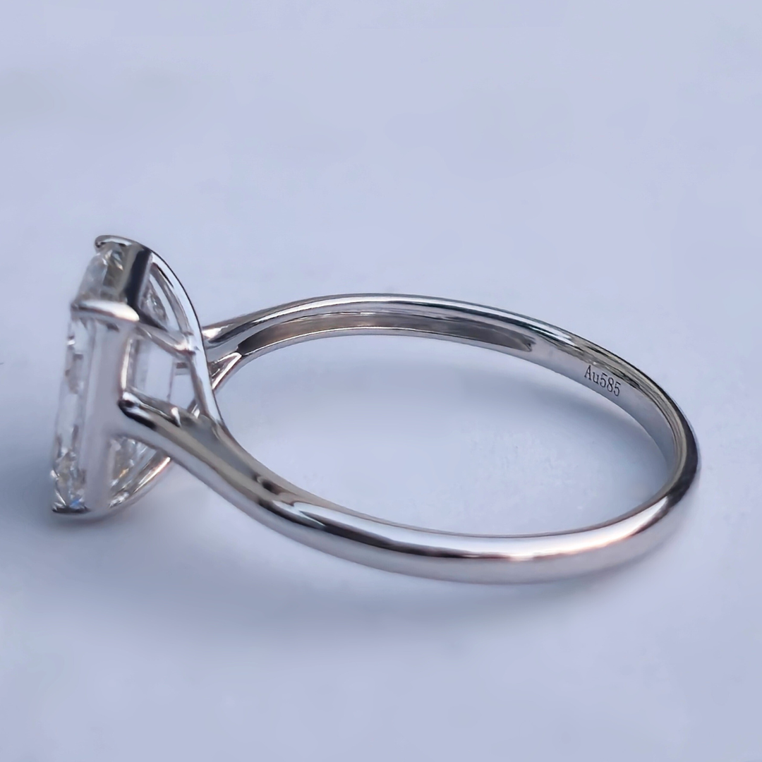2.01ct Emerald Cut Lab-Grown Diamond Solitaire Ring – VS1 F Colour | 14ct White Gold | IGI Certified