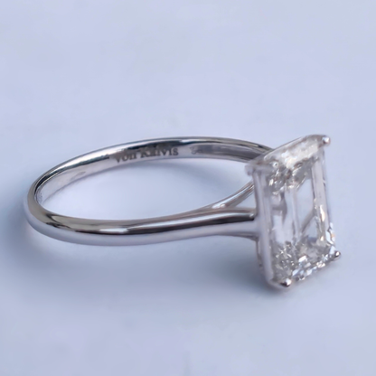 2.01ct Emerald Cut Lab-Grown Diamond Solitaire Ring – VS1 F Colour | 14ct White Gold | IGI Certified