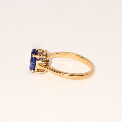 1.7ct Oval Cut Tanzanite Solitaire Ring in 18ct Yellow Gold