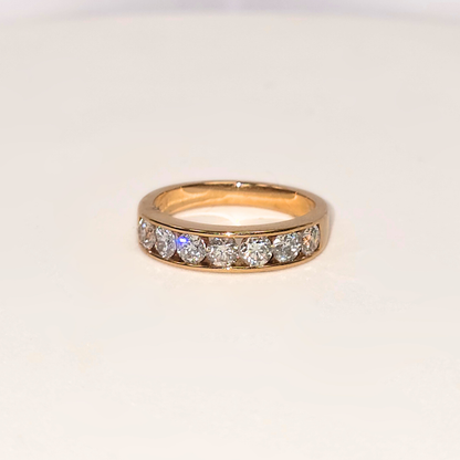 7 Stone Half Eternity Natural Diamond Ring 18K Rose Gold WGI Certified