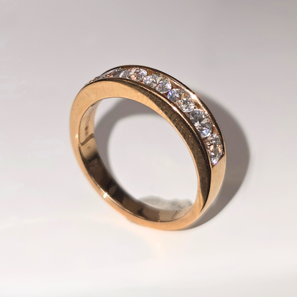 7 Stone Half Eternity Natural Diamond Ring 18K Rose Gold WGI Certified