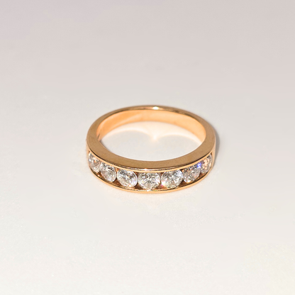 7 Stone Half Eternity Natural Diamond Ring 18K Rose Gold WGI Certified