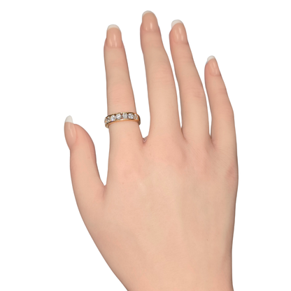 7 Stone Half Eternity Natural Diamond Ring 18K Rose Gold WGI Certified