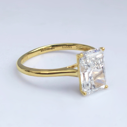 2.01ct Radiant Cut Lab-Grown Diamond Solitaire Ring – VS1 E Colour | 14ct Yellow Gold | IGI Certified