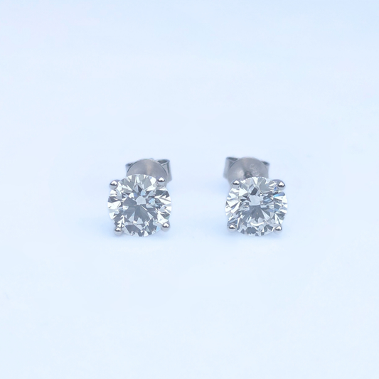 2ct Lab Grown Diamond Solitaire Stud Earrings – IGI Certified | 14K White Gold