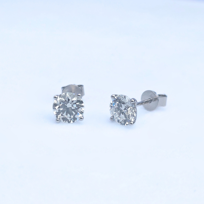 2ct Lab Grown Diamond Solitaire Stud Earrings – IGI Certified | 14K White Gold