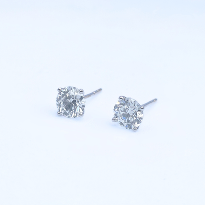 2ct Lab Grown Diamond Solitaire Stud Earrings – IGI Certified | 14K White Gold