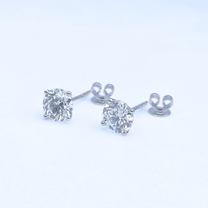 2ct Lab Grown Diamond Solitaire Stud Earrings – IGI Certified | 14K White Gold