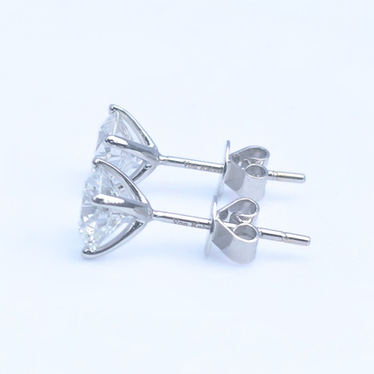 2ct Lab Grown Diamond Solitaire Stud Earrings – IGI Certified | 14K White Gold