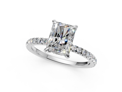 Radiant Cut Diamond Engagement Ring 3.5ct Lab Grown with Side Stones