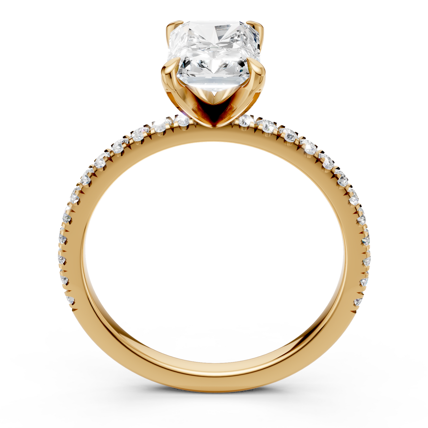 Radiant Cut Diamond Engagement Ring 3.5ct Lab Grown with Side Stones