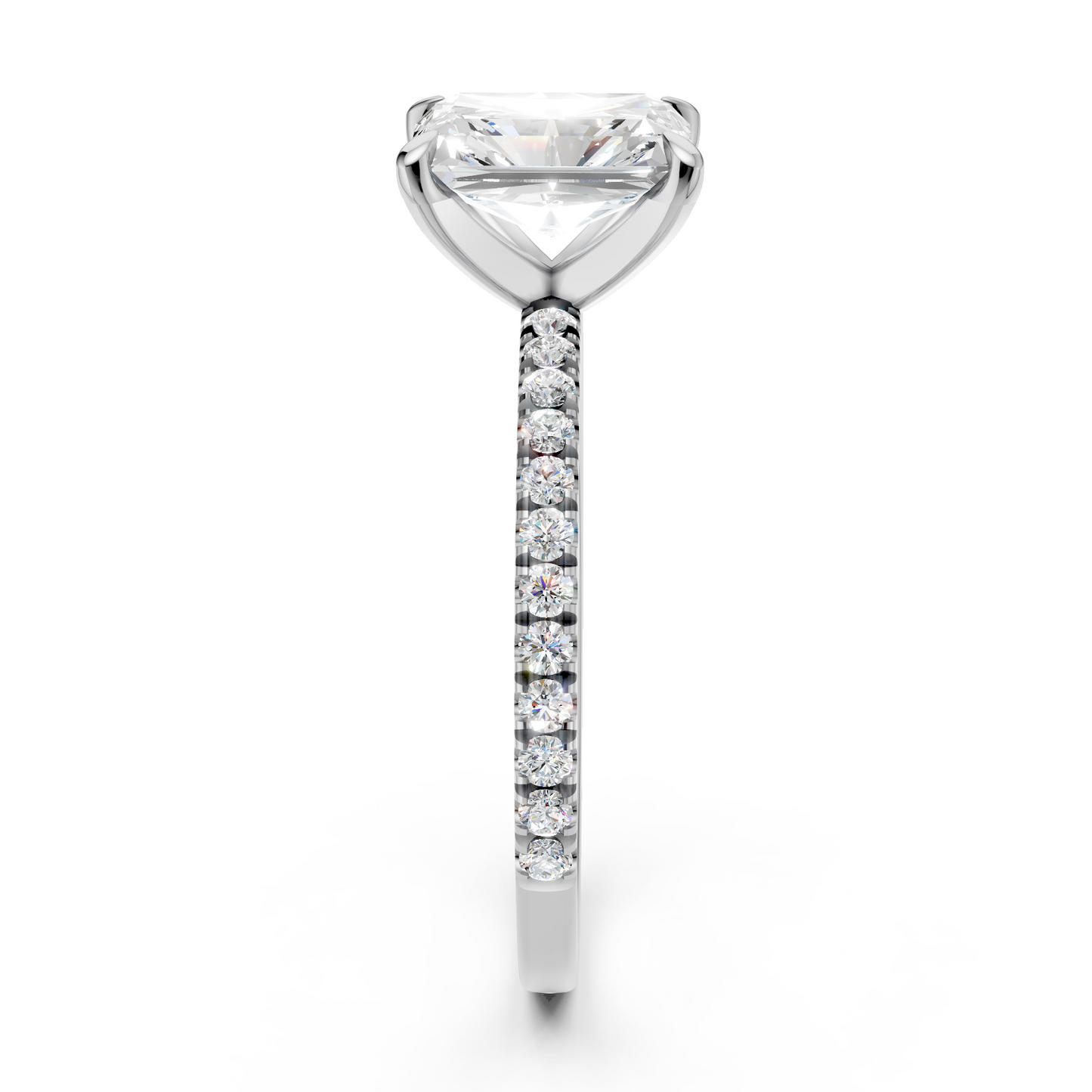 Radiant Cut Diamond Engagement Ring 3.5ct Lab Grown with Side Stones