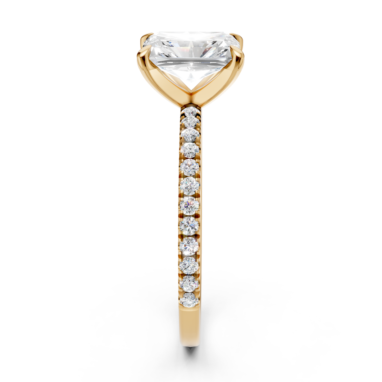 Radiant Cut Diamond Engagement Ring 3.5ct Lab Grown with Side Stones