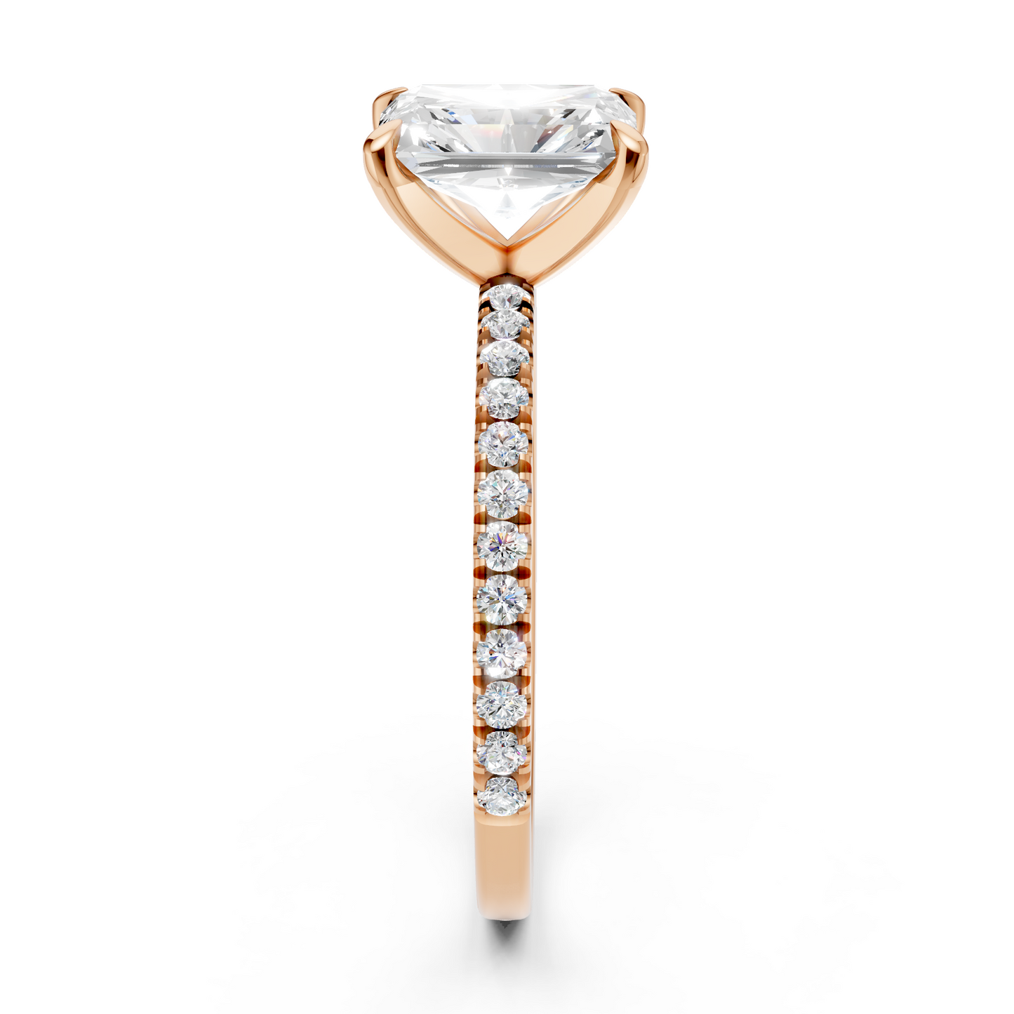 Radiant Cut Diamond Engagement Ring 3.5ct Lab Grown with Side Stones