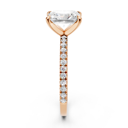 Radiant Cut Diamond Engagement Ring 3.5ct Lab Grown with Side Stones